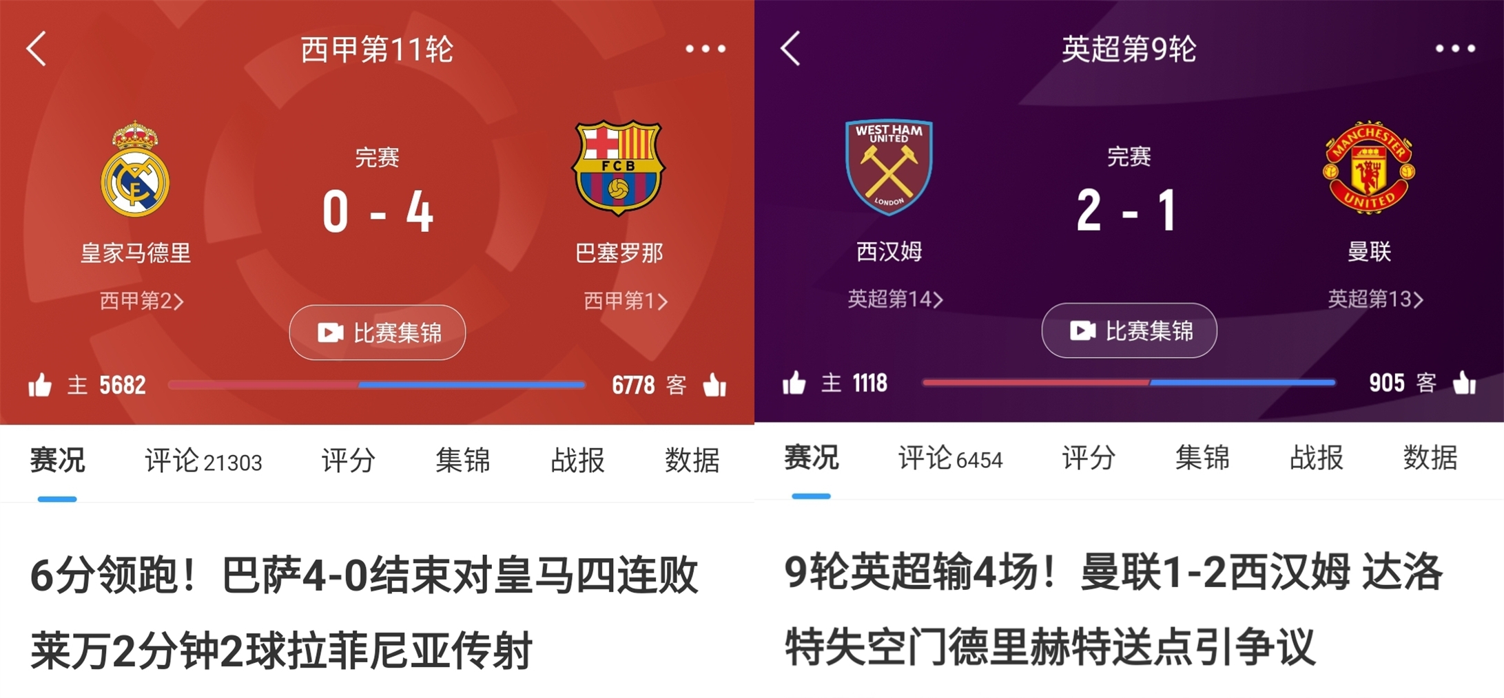 今日趣图：一切的一切，都要从巴萨4-0皇马、西汉姆2-1曼联说起